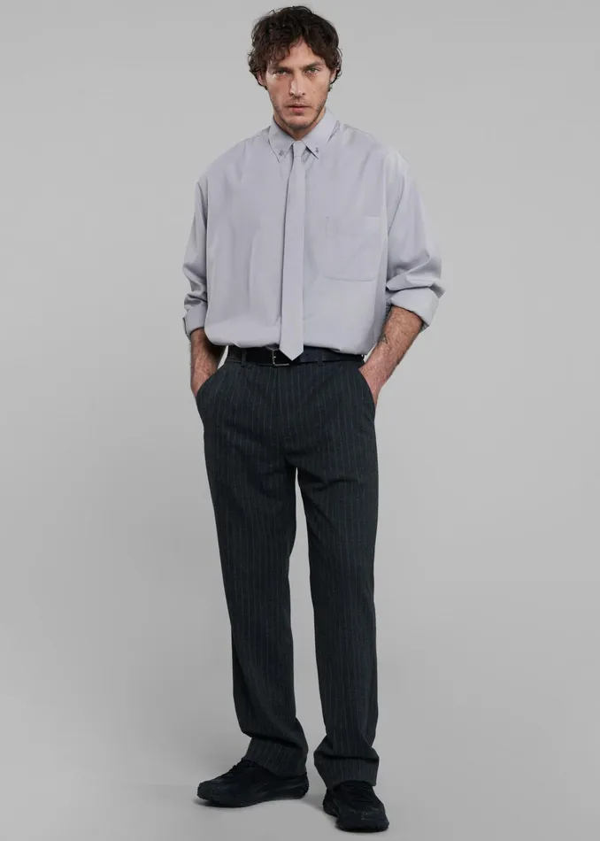The Frankie Shop Tops Sinclair Oxford Shirt 8211 Grey 8211 Men