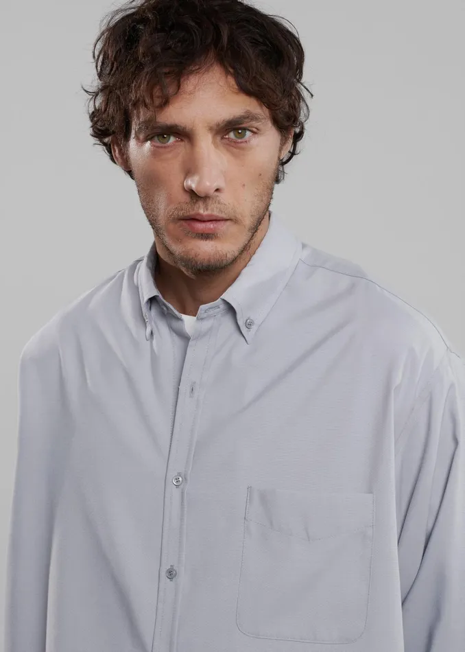 The Frankie Shop Tops Sinclair Oxford Shirt 8211 Grey 8211 Men