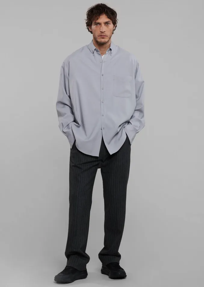 The Frankie Shop Tops Sinclair Oxford Shirt 8211 Grey 8211 Men