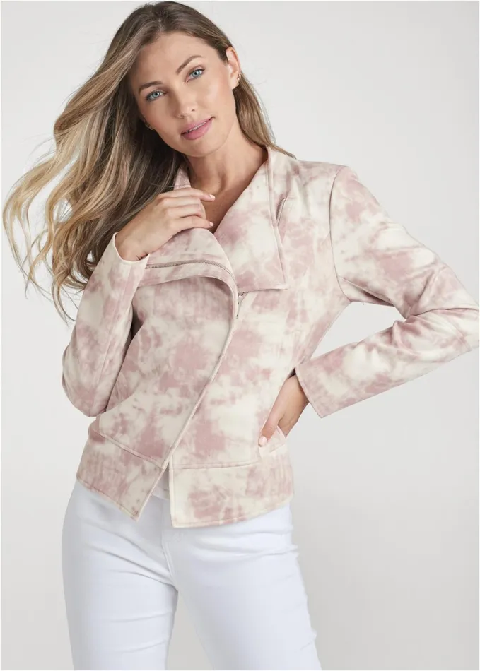TIE DYE FAUX SUEDE JACKET Pink Multi Women VENUS Jackets