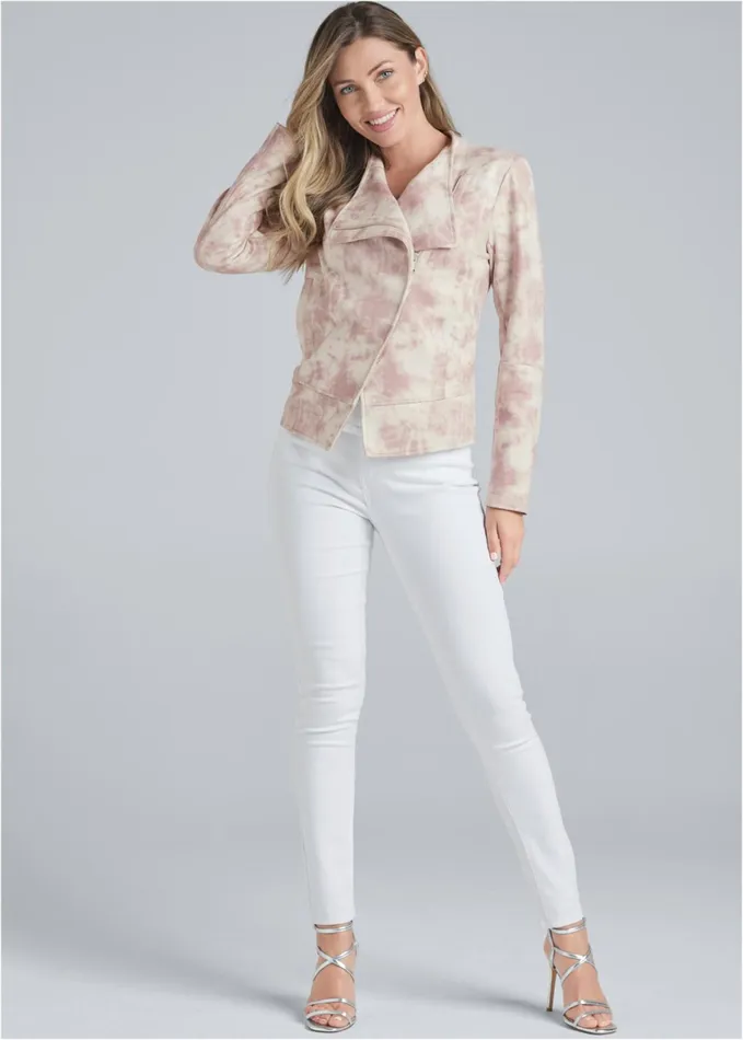 TIE DYE FAUX SUEDE JACKET Pink Multi Women VENUS Jackets