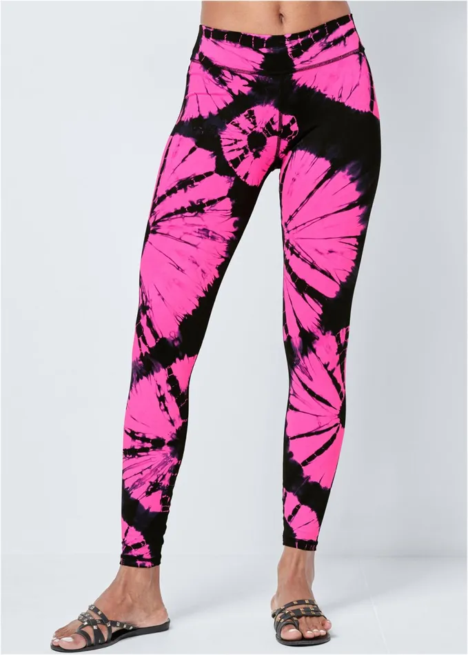 TIE DYE LEGGINGS Black and Pink Women VENUS Activewear