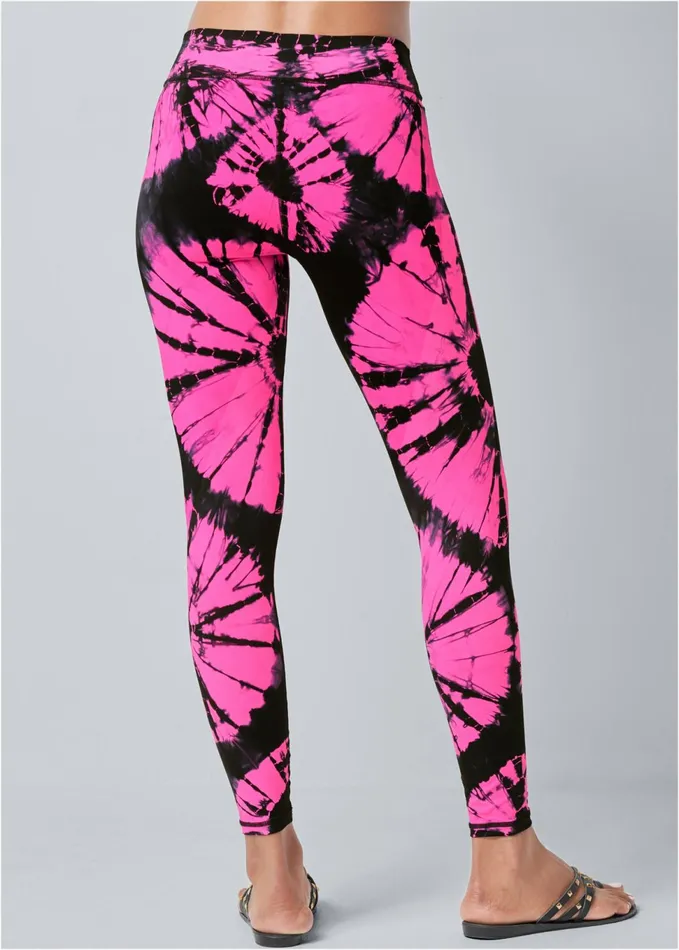 TIE DYE LEGGINGS Black and Pink Women VENUS Activewear