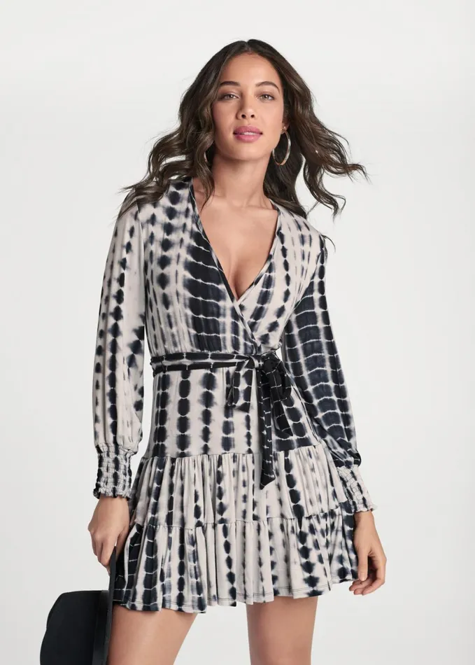 TIE DYE MINI DRESS Black and White Women VENUS Sundresses