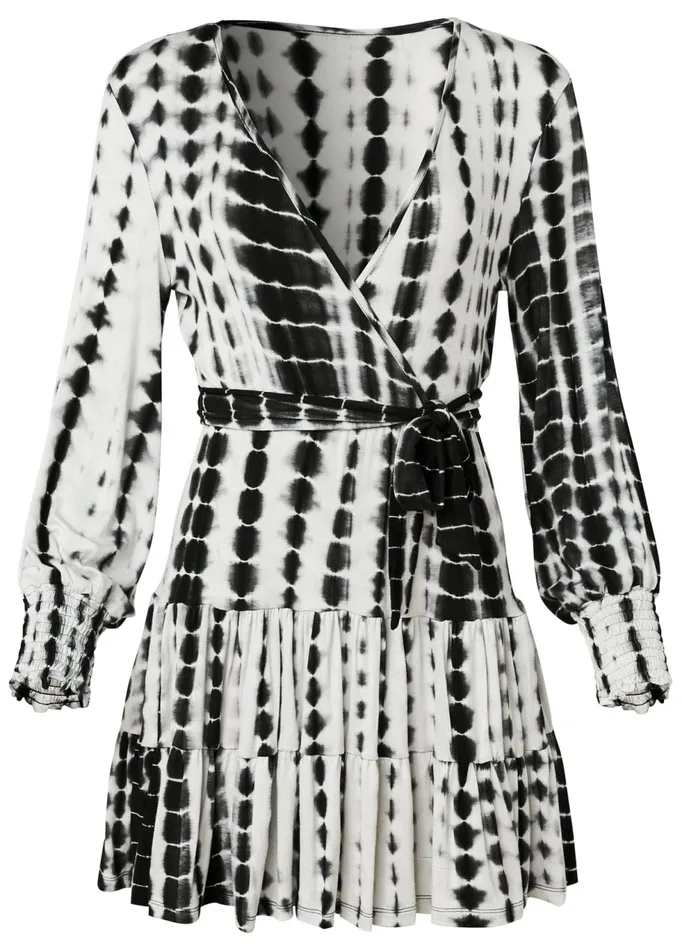 TIE DYE MINI DRESS Black and White Women VENUS Sundresses