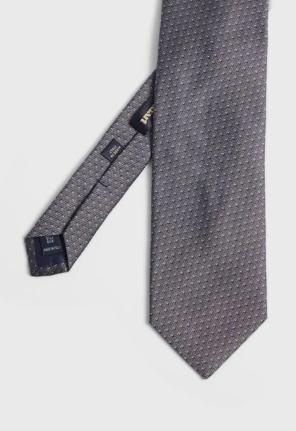 Ties Paulstuart Mens Woven Silk Micro Pattern Tie Silver
