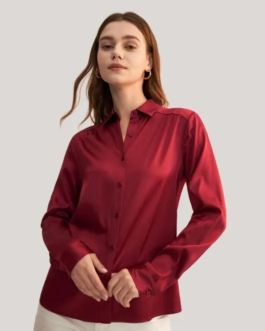 Top Quality Long Sleeves Collared Silk Shirt Women Women Lilysilk Essentials