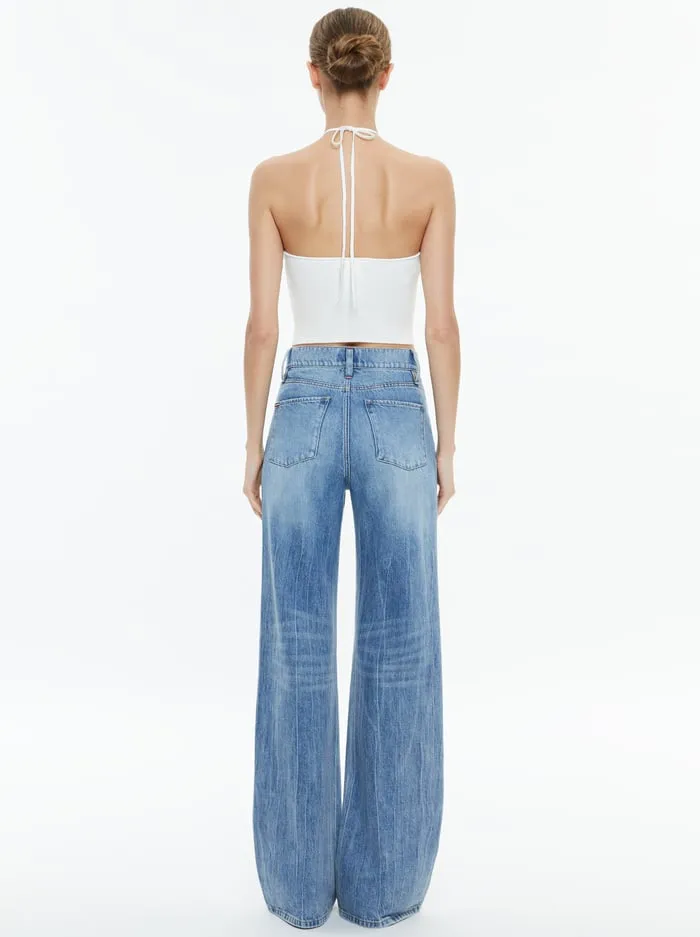 Tops Women Alice Olivia Linnie Ruched Halter Soft White