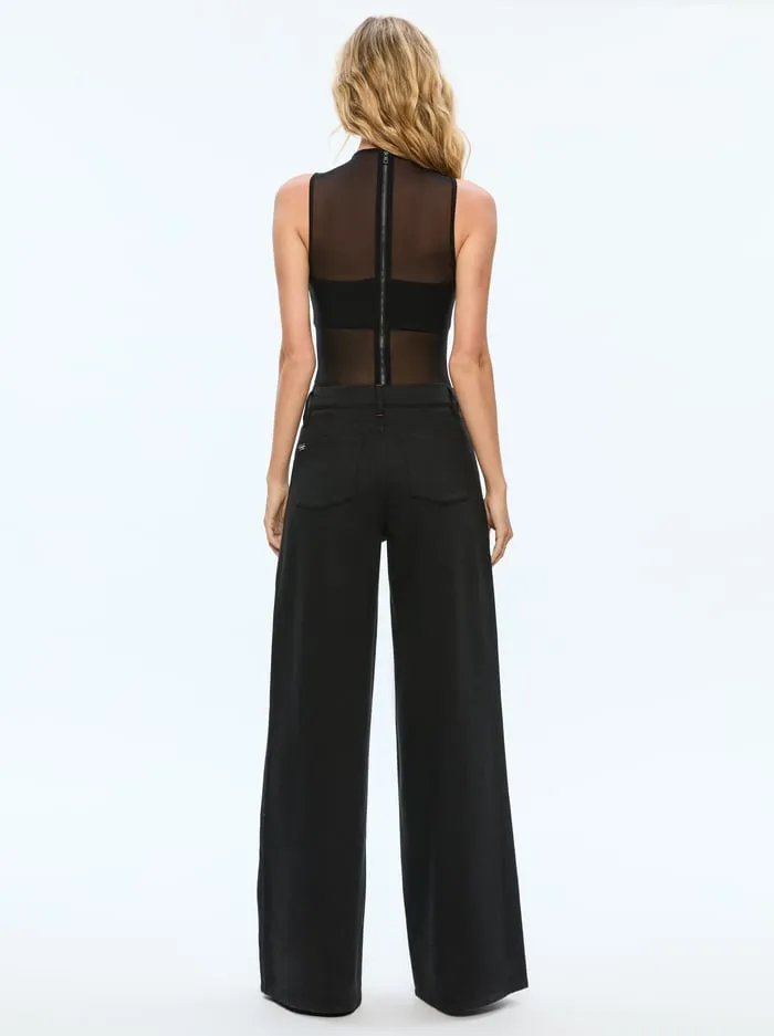 Tops Women Alice Olivia Nichol Bodysuit Black