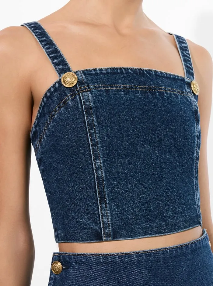 Tops Women Alice Olivia Sue Denim Bustier Love Train