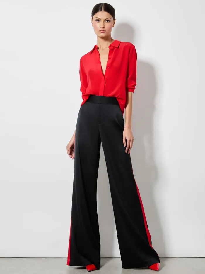 Tops Women Alice Olivia Willa Placket Top Bright Ruby