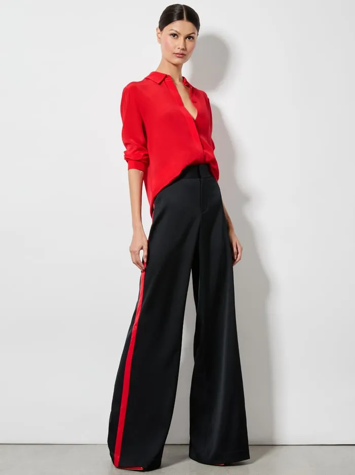 Tops Women Alice Olivia Willa Placket Top Bright Ruby