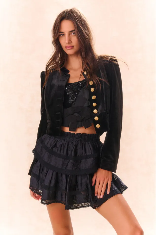 Tops Women LoveShackFancy Woodley Bow Bustier Top Black