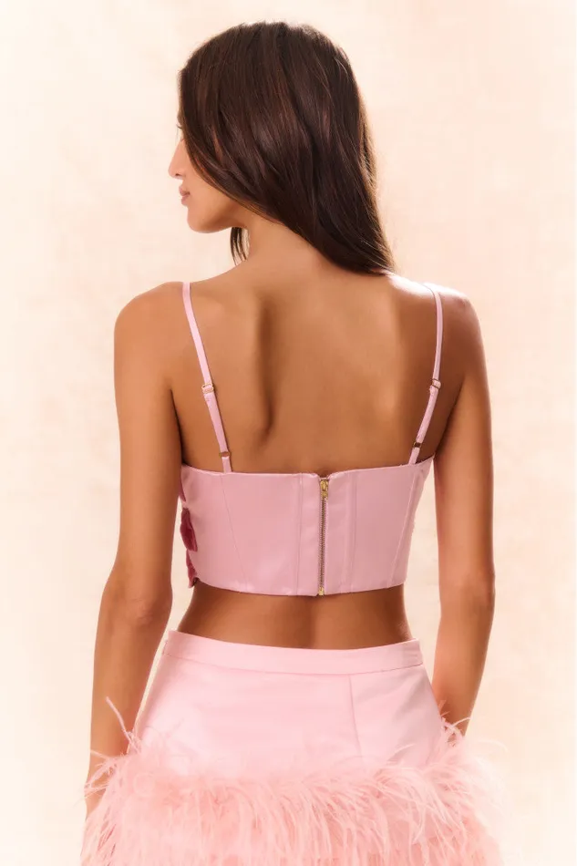 Tops Women LoveShackFancy Woodley Bow Bustier Top Pink Multi