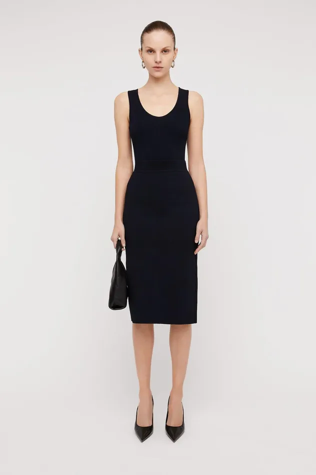 Tops Women Scanlan Theodore CREPE KNIT SINGLET Navy