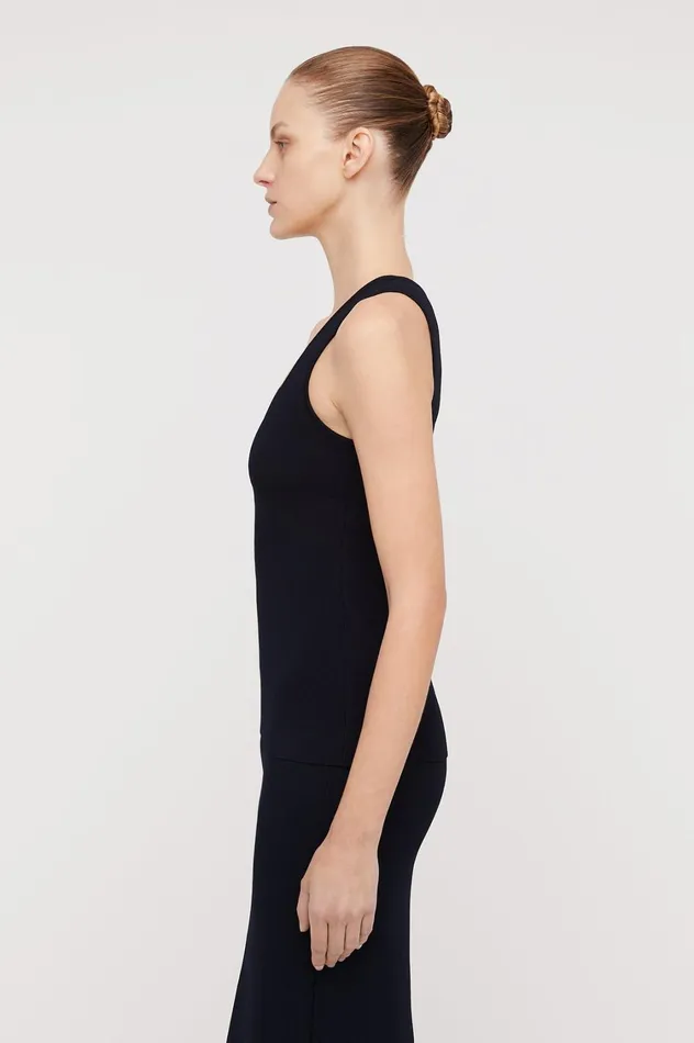 Tops Women Scanlan Theodore CREPE KNIT SINGLET Navy Tops Women Scanlan Theodore CREPE KNIT SINGLET Navy