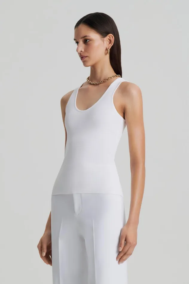 Tops Women Scanlan Theodore CREPE KNIT SINGLET White Tops Women Scanlan Theodore CREPE KNIT SINGLET White