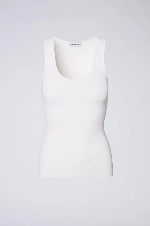 Tops Women Scanlan Theodore CREPE KNIT SINGLET White Tops Women Scanlan Theodore CREPE KNIT SINGLET White
