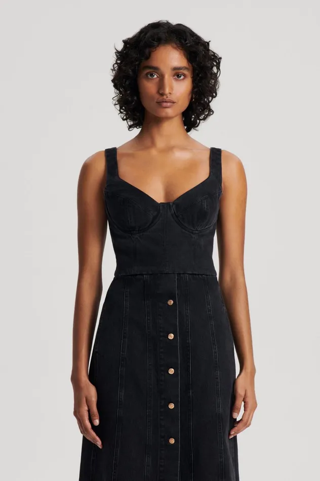 Tops Women Scanlan Theodore DENIM BRALETTE Washedblackg Tops Women Scanlan Theodore DENIM BRALETTE Washedblackg