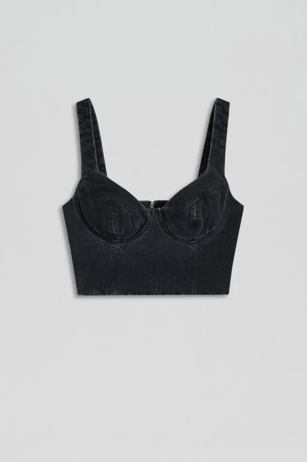 Tops Women Scanlan Theodore DENIM BRALETTE Washedblackg Tops Women Scanlan Theodore DENIM BRALETTE Washedblackg