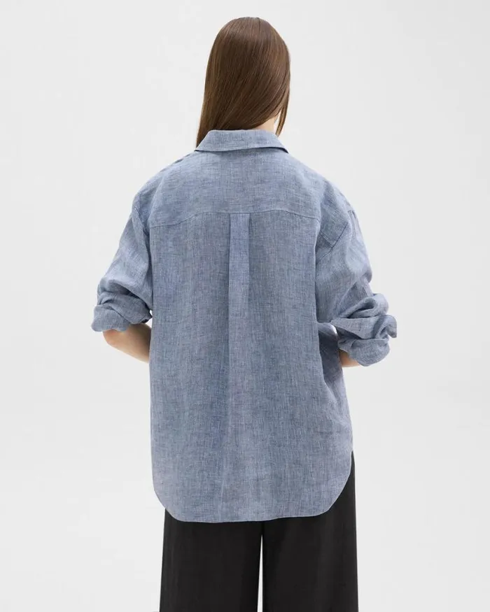 Tops Women Theory Boyfriend Shirt In Hemp Chambray Tops Women Theory Boyfriend Shirt In Hemp Chambray