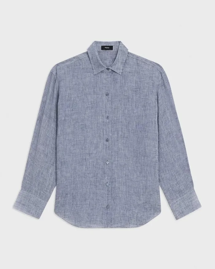Tops Women Theory Boyfriend Shirt In Hemp Chambray Tops Women Theory Boyfriend Shirt In Hemp Chambray