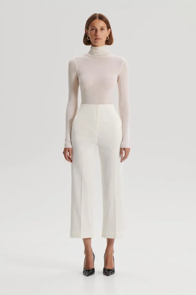 Trousers Women Scanlan Theodore SATEEN CROPPED WIDE LEG TROUSER Bianco
