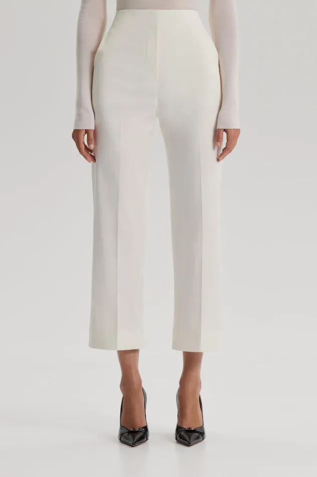 Trousers Women Scanlan Theodore SATEEN CROPPED WIDE LEG TROUSER Bianco Trousers Women Scanlan Theodore SATEEN CROPPED WIDE LEG TROUSER Bianco