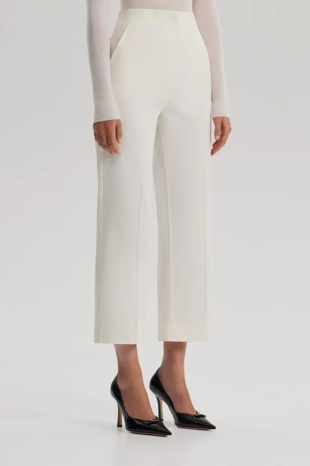 Trousers Women Scanlan Theodore SATEEN CROPPED WIDE LEG TROUSER Bianco Trousers Women Scanlan Theodore SATEEN CROPPED WIDE LEG TROUSER Bianco