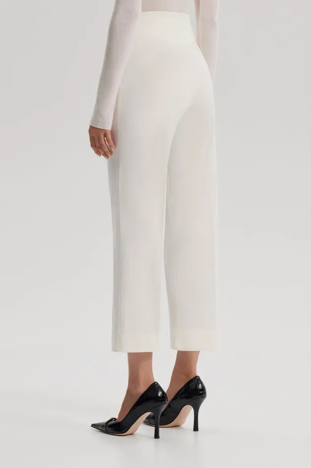 Trousers Women Scanlan Theodore SATEEN CROPPED WIDE LEG TROUSER Bianco Trousers Women Scanlan Theodore SATEEN CROPPED WIDE LEG TROUSER Bianco
