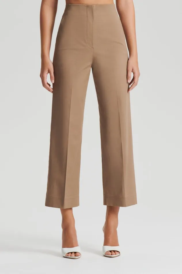 Trousers Women Scanlan Theodore SATEEN CROPPED WIDE LEG TROUSER Darkcamel Trousers Women Scanlan Theodore SATEEN CROPPED WIDE LEG TROUSER Darkcamel