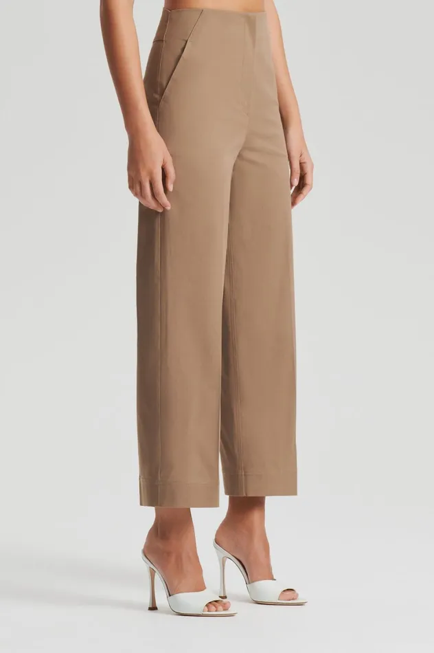 Trousers Women Scanlan Theodore SATEEN CROPPED WIDE LEG TROUSER Darkcamel Trousers Women Scanlan Theodore SATEEN CROPPED WIDE LEG TROUSER Darkcamel