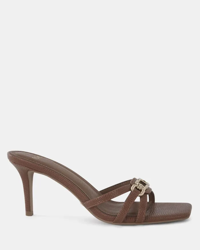 URSINO CARAMEL LIZARD Stilettos Mules NOVO Shoes Women