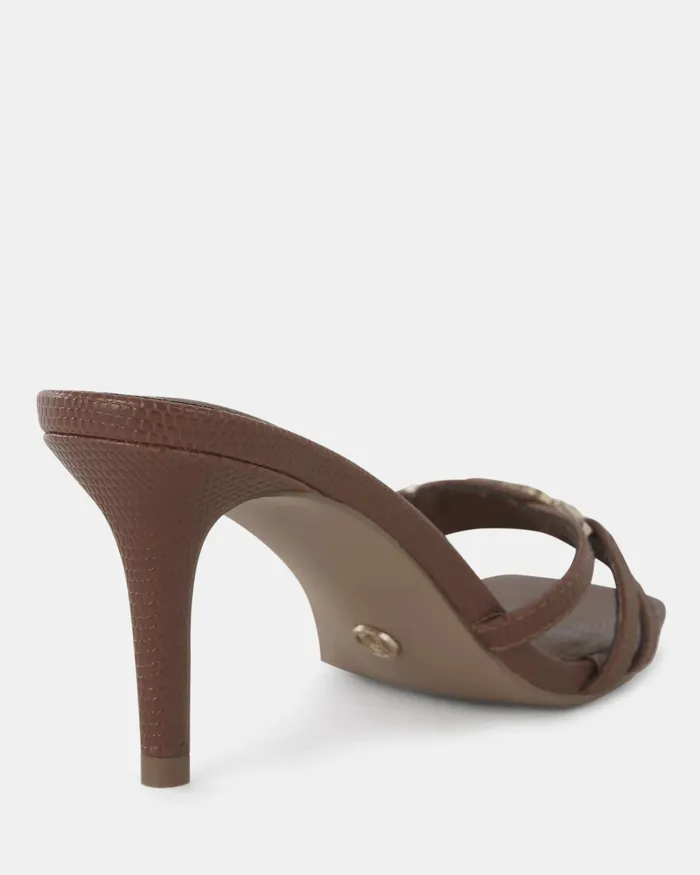 URSINO CARAMEL LIZARD Stilettos Mules NOVO Shoes Women