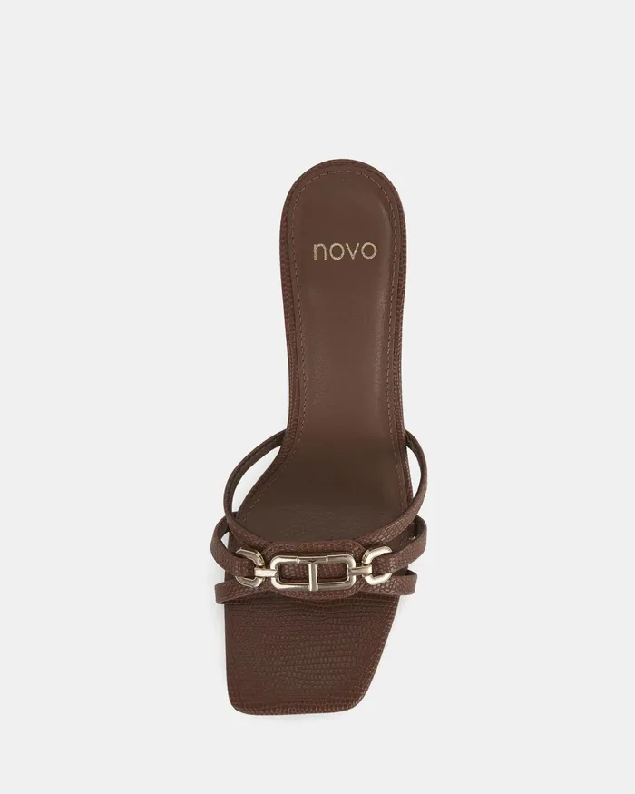 URSINO CARAMEL LIZARD Stilettos Mules NOVO Shoes Women