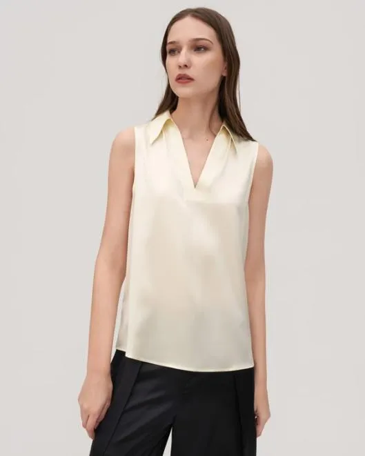 VNeck Sleeveless Silk Violet Shirt Women Blouses Lilysilk Shirts