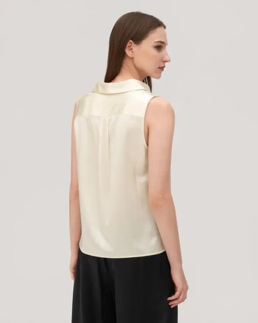 VNeck Sleeveless Silk Violet Shirt Women Blouses Lilysilk Shirts