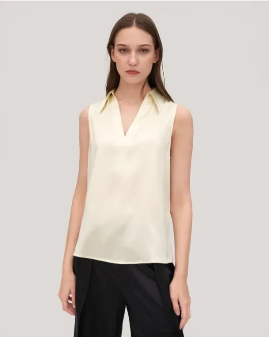 VNeck Sleeveless Silk Violet Shirt Women Blouses Lilysilk Shirts