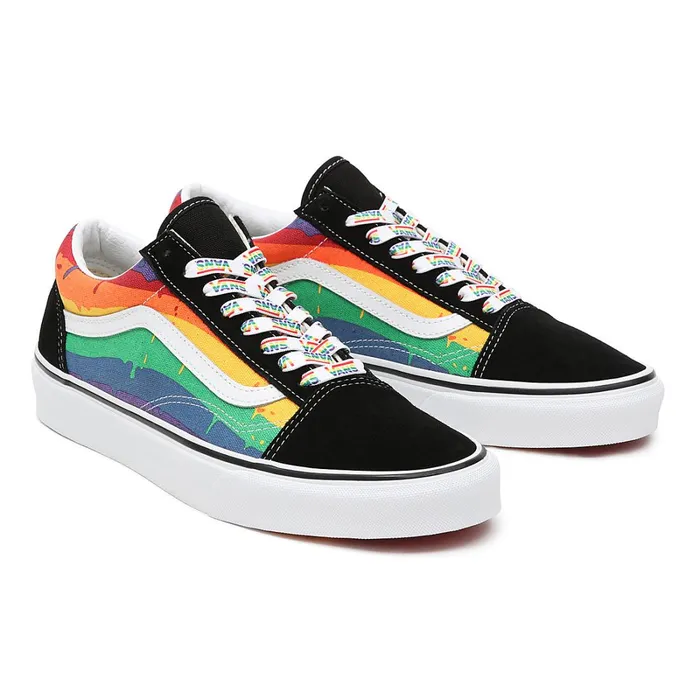 Vans Classics Women Rainbow Drip Old Skool Shoes Black Multicolour