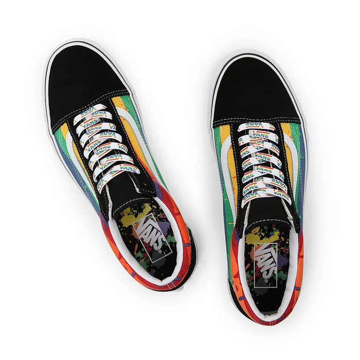 Vans Classics Women Rainbow Drip Old Skool Shoes Black Multicolour