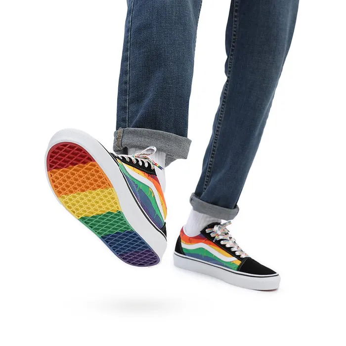 Vans Classics Women Rainbow Drip Old Skool Shoes Black Multicolour