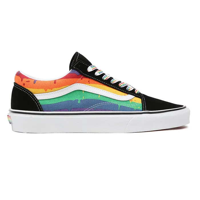 Vans Classics Women Rainbow Drip Old Skool Shoes Black Multicolour