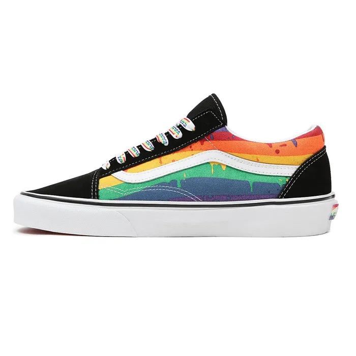 Vans Classics Women Rainbow Drip Old Skool Shoes Black Multicolour