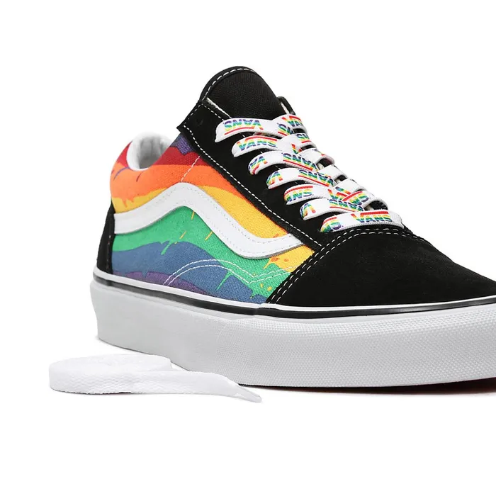 Vans Classics Women Rainbow Drip Old Skool Shoes Black Multicolour