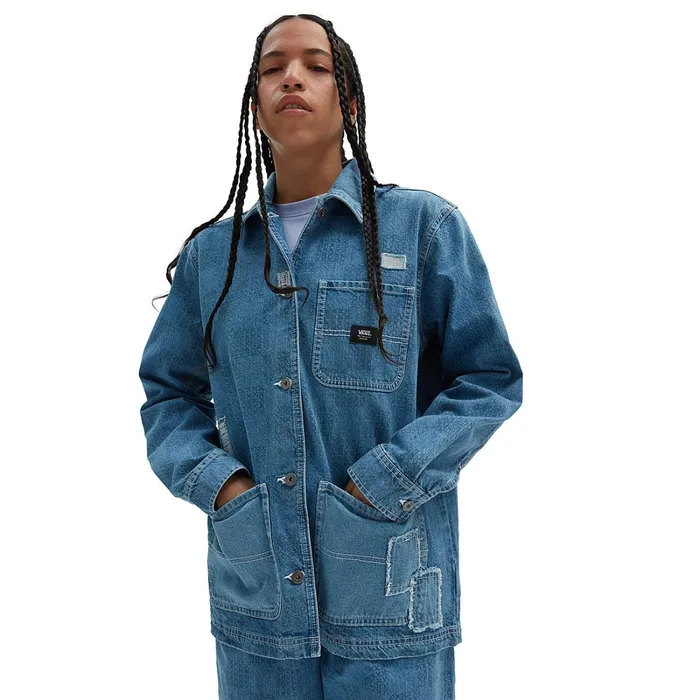 Vans Jackets and Coats Women Mended Check Denim Printed Jacket Blue