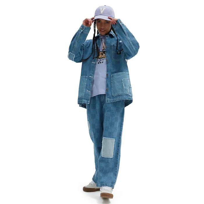 Vans Jackets and Coats Women Mended Check Denim Printed Jacket Blue