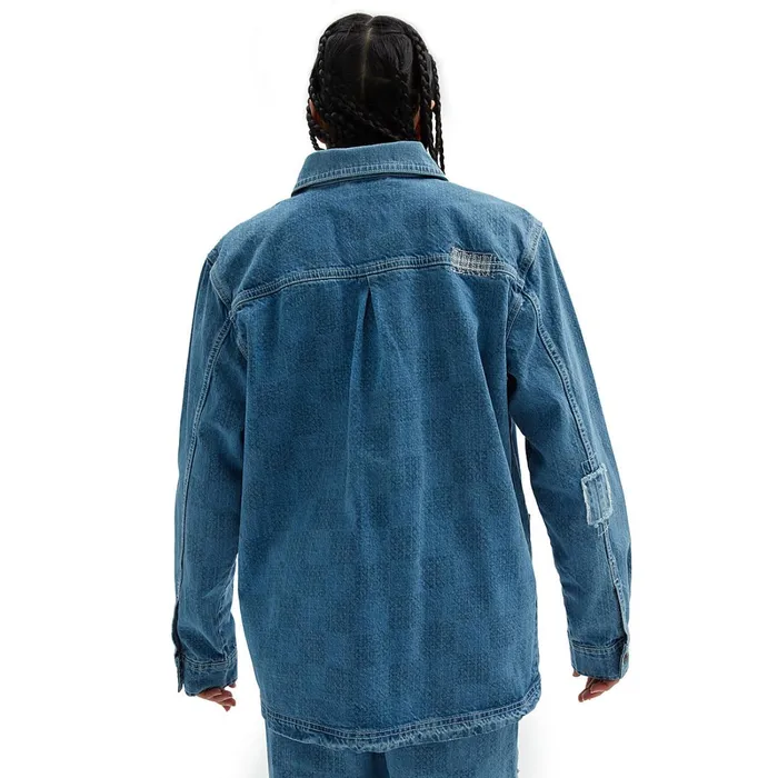 Vans Jackets and Coats Women Mended Check Denim Printed Jacket Blue