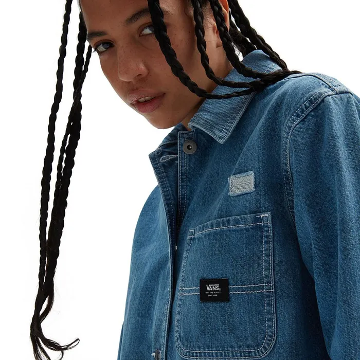 Vans Jackets and Coats Women Mended Check Denim Printed Jacket Blue