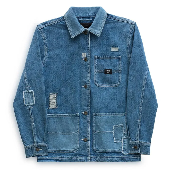 Vans Jackets and Coats Women Mended Check Denim Printed Jacket Blue