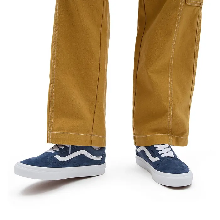 Vans Lowtop Shoes Men Old Skool Pig Suede Shoes Blue